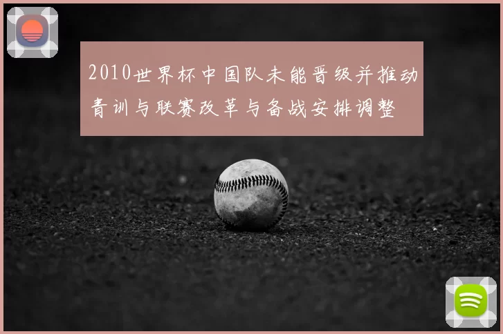 2010世界杯中国队未能晋级并推动青训与联赛改革与备战安排调整